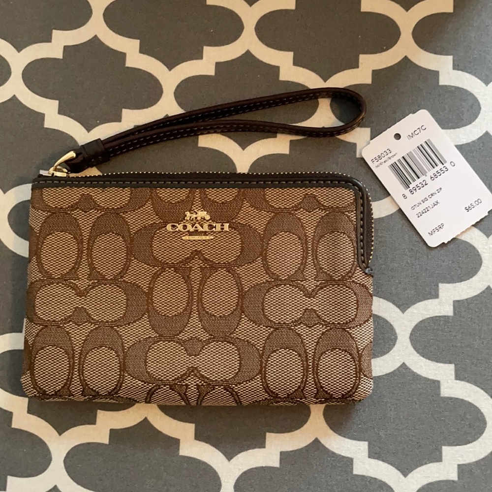Authentic Coach Brown Wristlet